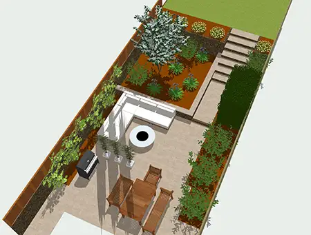 An image of a computer aided design 3d model of a garden